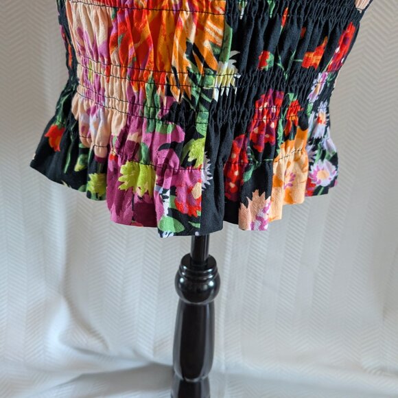 H&M Floral Smocked Off the Shoulder Dress Size small Tropical Vacation Resort - Picture 10 of 14